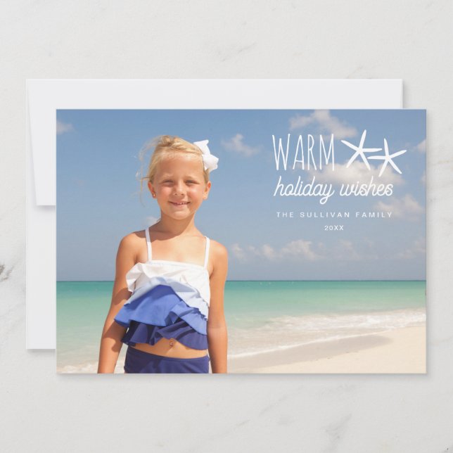 Tarjeta Festiva Deseos cálidos de vacaciones Navidades Foto de bie (Anverso)