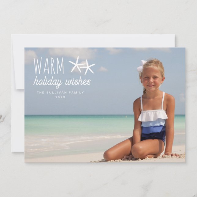 Tarjeta Festiva Deseos cálidos de vacaciones | Saludo fotográfico  (Anverso)