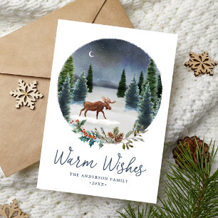 Tarjeta Festiva Deseos Cálidos Escena De Invierno De Woodland Moos