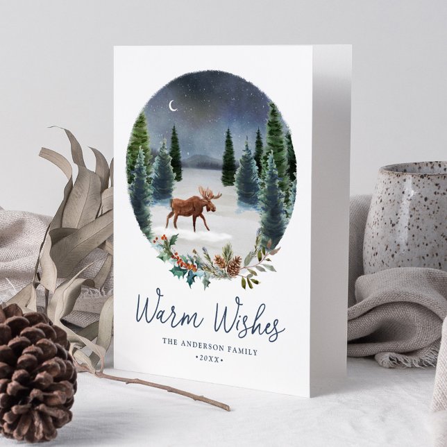 Tarjeta Festiva Deseos Cálidos Escena De Invierno De Woodland Moos (Subido por el creador)