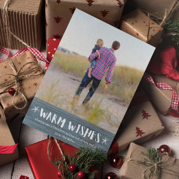 Tarjeta Festiva Deseos Cálidos Familia Rustic Beach Navidades de f