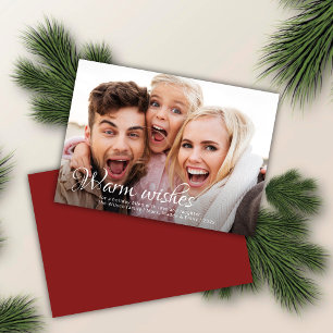 Tarjeta Festiva Deseos Cálidos   Foto completa de Navidades rojos 