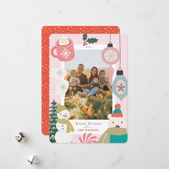 Tarjeta Festiva Deseos Cálidos Foto De Cocoa Mittens (Anverso/Reverso In Situ)