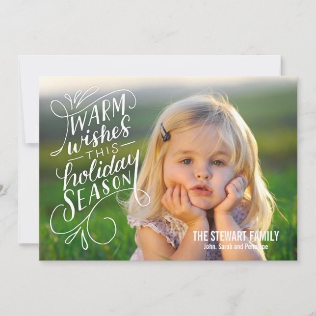 Tarjeta Festiva Deseos Cálidos Leídos De Mano En Temporada De Vaca (Anverso)