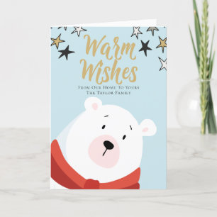 Tarjeta Festiva Deseos cálidos Navidades del oso polar personaliza