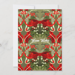 Tarjeta Festiva Deseos cálidos Navidades nostálgicos de Mistletoe