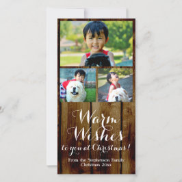 Tarjeta Festiva Deseos Cálidos País Vintage 3 Navidades