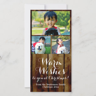 Tarjeta Festiva Deseos Cálidos País Vintage 3 Navidades