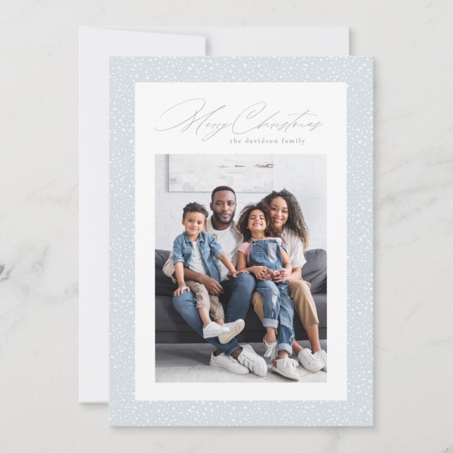 Tarjeta Festiva Deseos cálidos un marco de foto simple de copos de (Anverso)