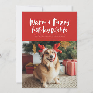 Tarjeta Festiva Deseos cálidos y difusos divertidos mascotas rojas