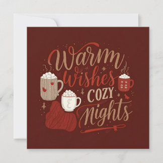 Tarjeta Festiva Deseos Cálidos y Noches Acogedoras - Celebra la Co
