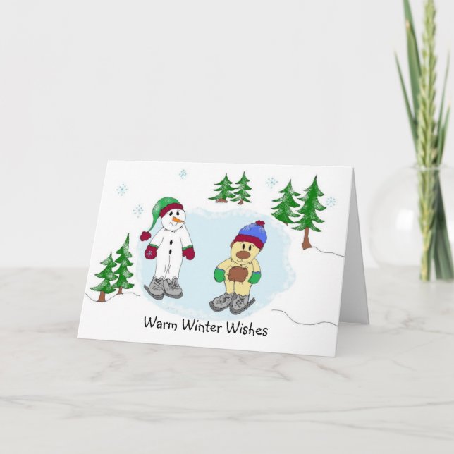Tarjeta Festiva Deseos calientes del invierno (Anverso)
