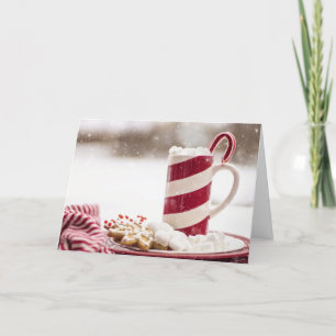 Tarjeta Festiva Deseos Candy Cane Cálidos Para Los Clientes