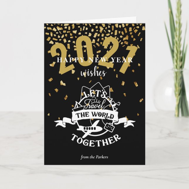 Tarjeta Festiva DESEOS DE 2021 | Viajemos juntos por el mundo (Anverso)