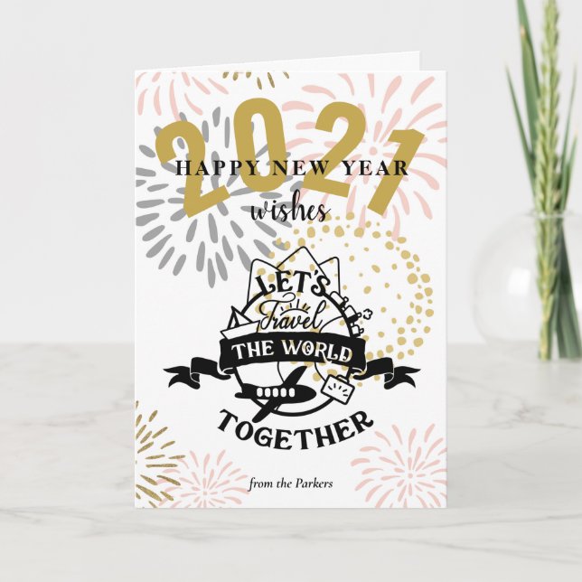 Tarjeta Festiva DESEOS DE 2021 | Viajemos juntos por el mundo (Anverso)