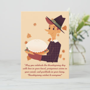 Tarjeta Festiva Deseos de Acción de Gracias Ilustrador dibujado a