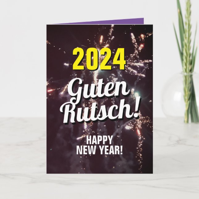 Tarjeta Festiva Deseos de Año Nuevo Alemán 2024 Enviar por descarg (Anverso)
