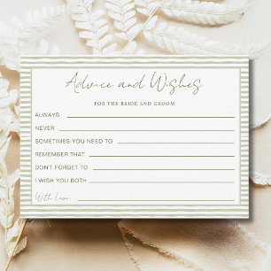 Tarjeta Festiva Deseos de Consejos de Boda de Rayas Verdes Novia N