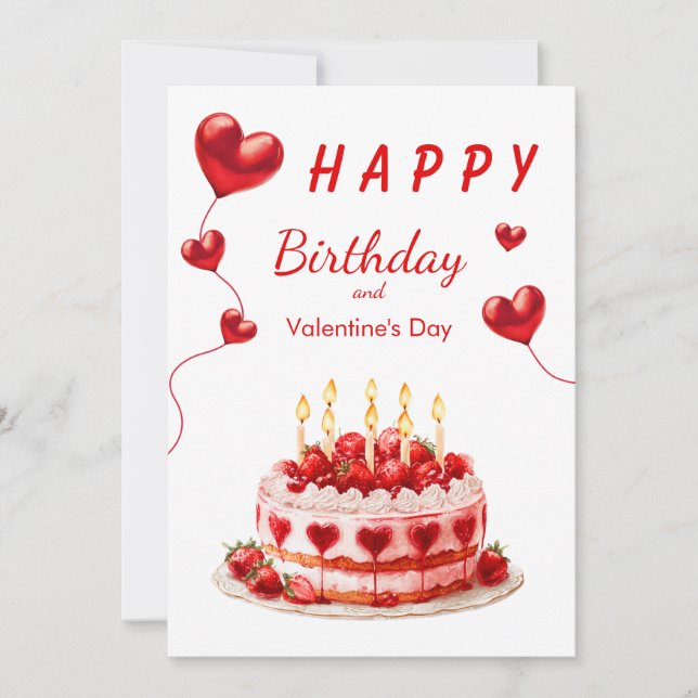 Tarjeta Festiva Deseos de cumpleaños de San Valentín para seres qu (Anverso)