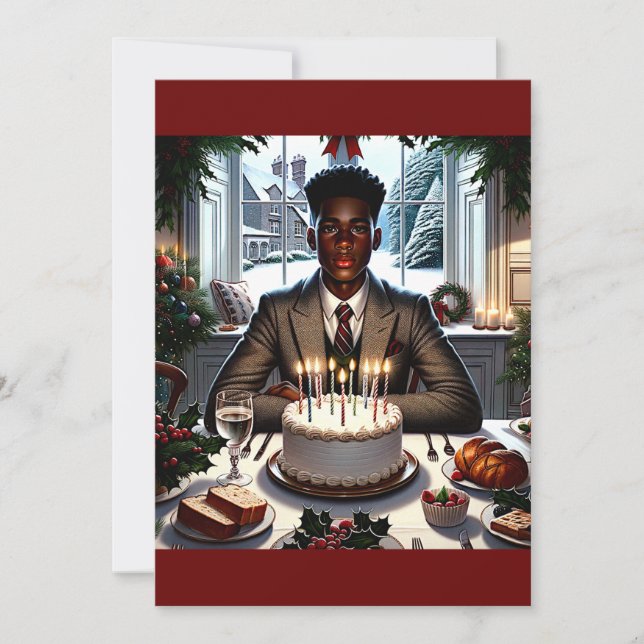 Tarjeta Festiva Deseos de cumpleaños y Navidades (Anverso)