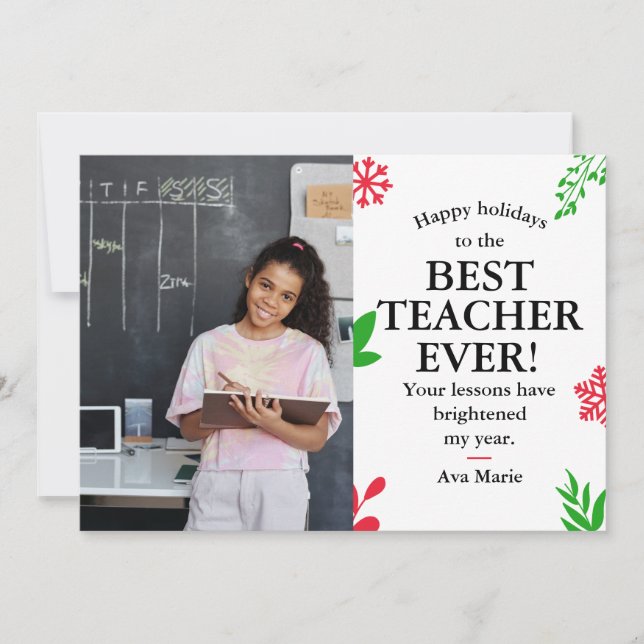 Tarjeta Festiva Deseos de fiestas al profesor (Anverso)
