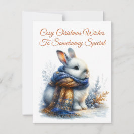 Tarjeta Festiva Deseos de invierno acogedores para algún conejito