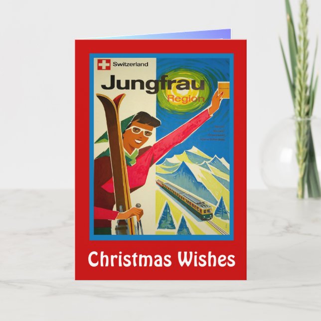 Tarjeta Festiva Deseos de los navidades, Jungfrau, Suiza (Anverso)