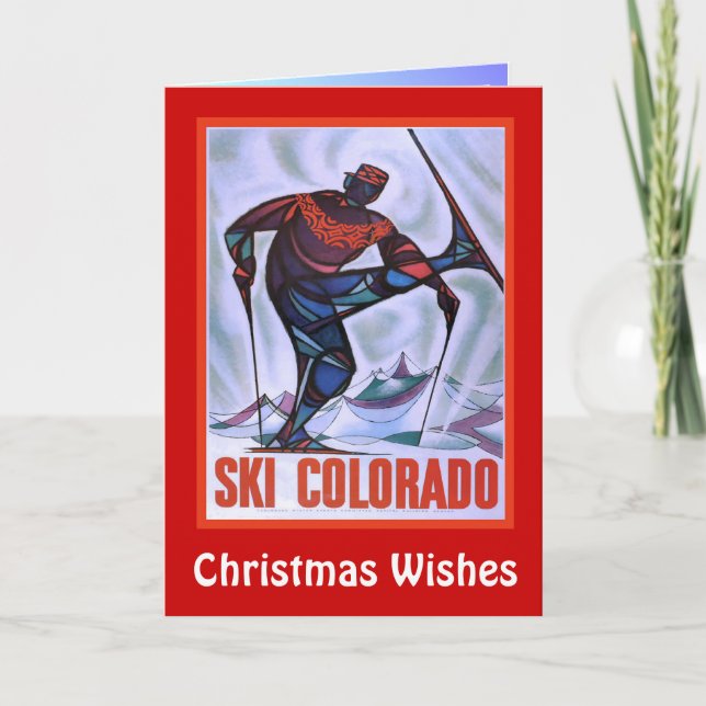 Tarjeta Festiva Deseos de los navidades, Ski colorado (Anverso)