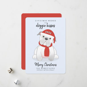 Tarjeta Festiva Deseos de los navidades y Besos de Doggie 2020