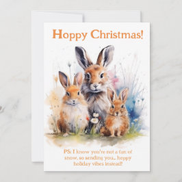 Tarjeta Festiva Deseos de Navidades amordazados con conejito Cheer