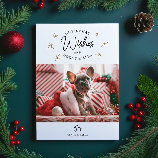 Tarjeta Festiva Deseos de navidades, cachorros besos de perro Masc (Subido por el creador)