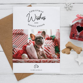 Tarjeta Festiva Deseos de navidades, cachorros besos de perro Masc