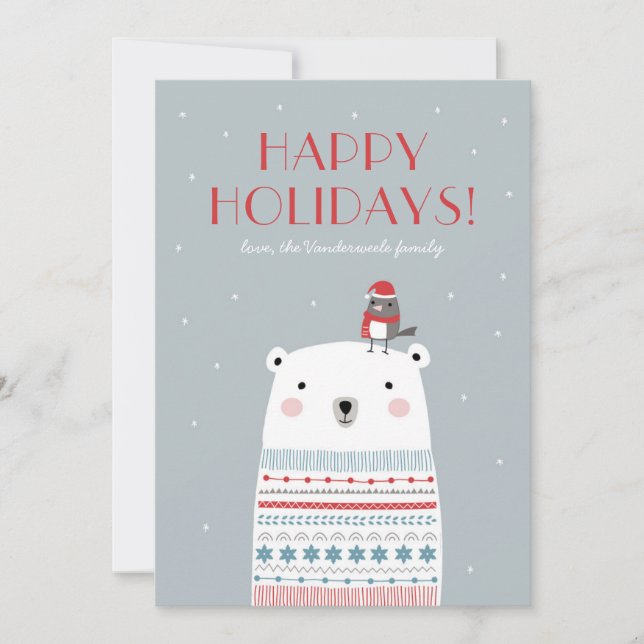 Tarjeta Festiva Deseos de Oso Polar (Anverso)