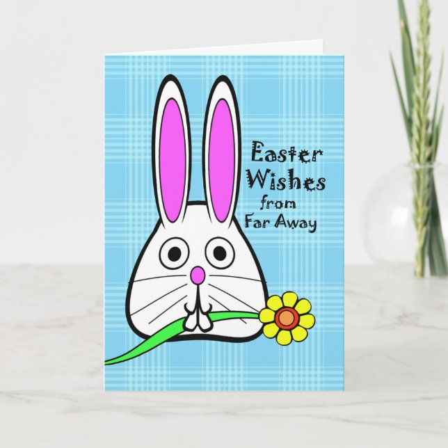 Tarjeta Festiva Deseos de Pascua desde lejos, dulce conejito (Anverso)