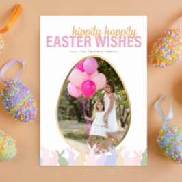Tarjeta Festiva Deseos de Pascua Hippity Hoppity Personalizados co