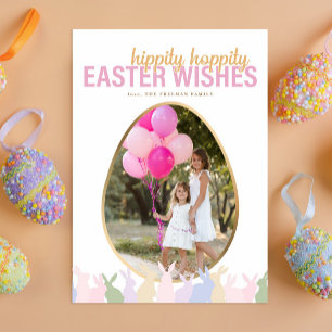 Tarjeta Festiva Deseos de Pascua Hippity Hoppity Personalizados co