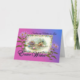Tarjeta Festiva Deseos de Pascua para la suegra, P'card antiguo