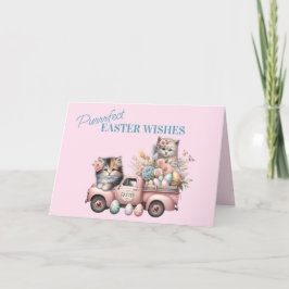 Tarjeta Festiva Deseos de Pascua Purrrfectos - Gatitos Dulces en C