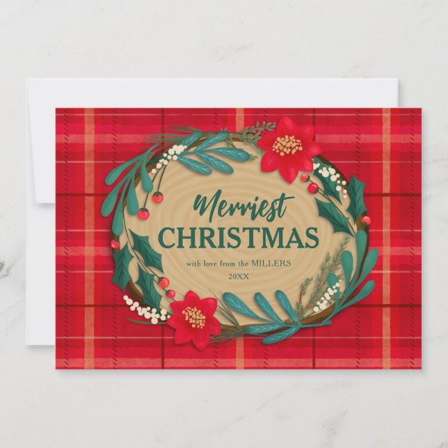 Tarjeta Festiva Deseos de rebanada de madera (Anverso)