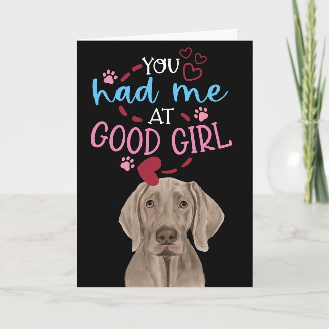 Tarjeta Festiva Deseos de San Valentín de tu Weimaraner (Anverso)