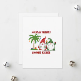 Tarjeta Festiva Deseos de vacaciones, besos de Gnomie en un 