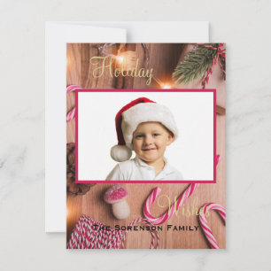 Tarjeta Festiva Deseos de vacaciones Candy Cane Pine Bough Persona