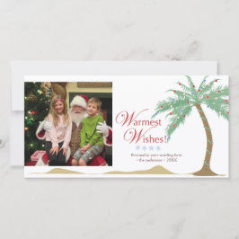 Tarjeta Festiva Deseos de vacaciones más cálidos, Navidades Beach 