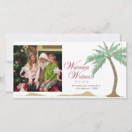 Tarjeta Festiva Deseos de vacaciones más cálidos, Navidades Beach 