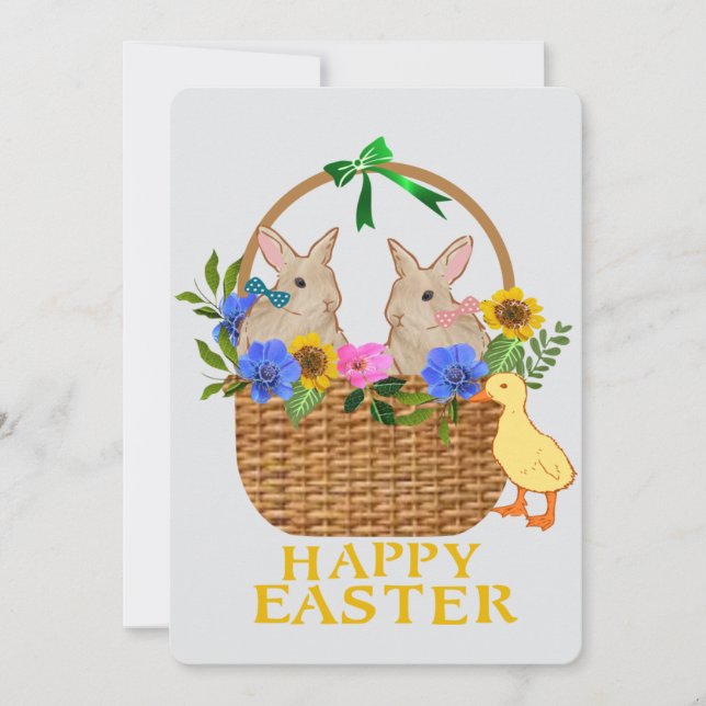 Tarjeta Festiva Deseos del conejo de Pascua (Anverso)