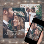 Tarjeta Festiva Deseos Del Nuevo Sr. Y La Sra. - Newlyweds 2 Foton<br><div class="desc">Enviar alegres deseos de vacaciones como nuevo Sr. ¡Y la Sra.! Celebra el matrimonio como recién casados y comparte dos de tus fotos favoritas de bodas con una elegante tarjeta de festividad fotográfica personalizado. Todo el texto de esta plantilla es sencillo de personalizar para incluir cualquier texto, como Feliz y...</div>