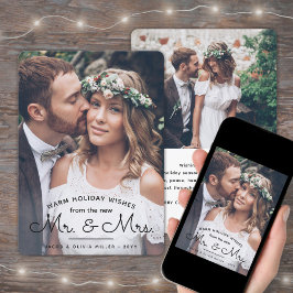 Tarjeta Festiva Deseos Del Nuevo Sr. Y Sra. - Dos Fotos Bodas Navi