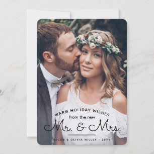 Tarjeta Festiva Deseos Del Nuevo Sr. Y Sra. - Dos Fotos Bodas Navi