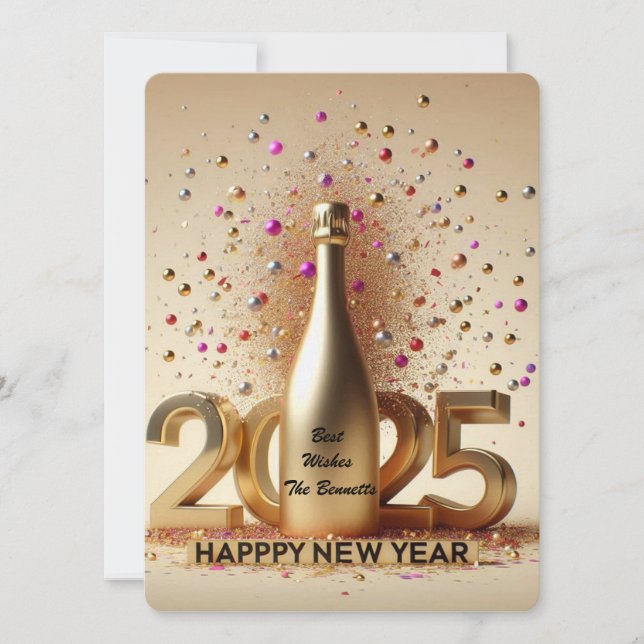 Tarjeta Festiva Deseos dorados de Año Nuevo (Anverso)