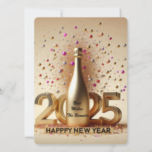 Tarjeta Festiva Deseos dorados de Año Nuevo